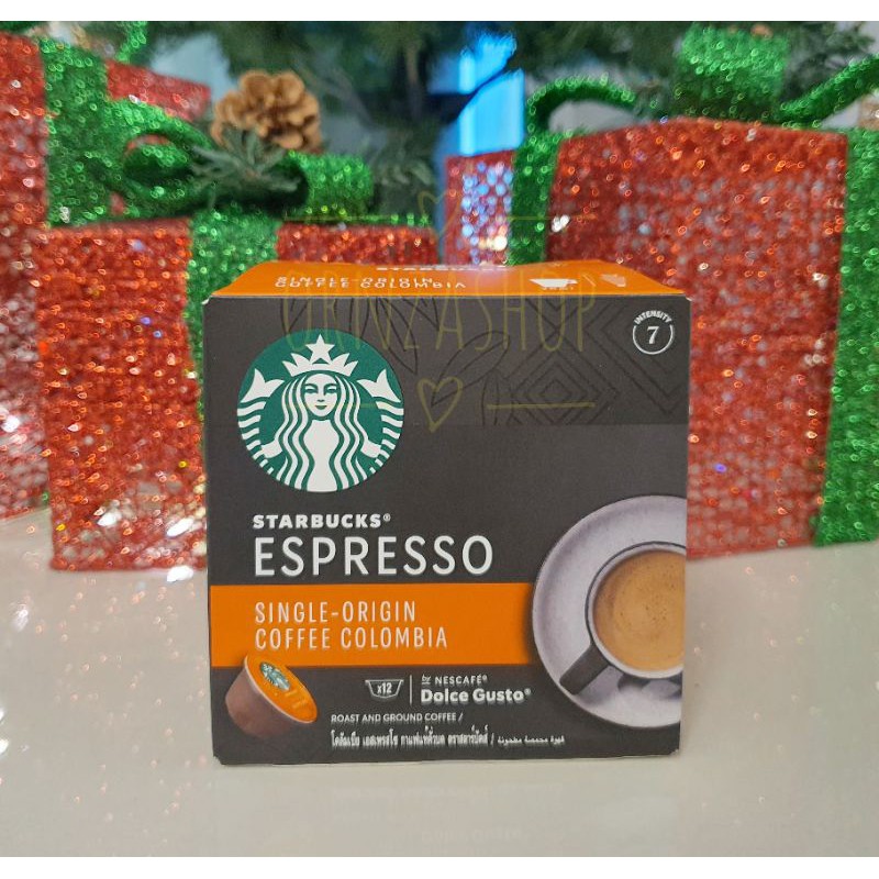 STARBUCKS® ESPRESSO COLOMBIA กาแฟแคปซูลสำหรับเครื่องชงกาแฟ Dolce Gusto 1กล่อง มี 12แคปูล