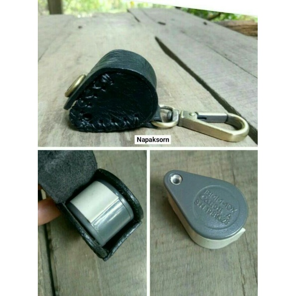 กระเป๋าหนังใส่กล้องส่องพระ Canon  เทา(แบบตะขอเกี่ยว)