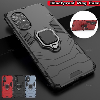 เคสโทรศัพท์กันกระแทกสำหรับ หัวเว่ย HUAWEI Nova8 Nova8i Nova7i Nova5t Nova4e Nova4 Nova3e Nova3i Nova3 โนวา Nova 8 8i 7 7i 5 5t 4 4e 3 3i 3e i e t Pro SE 5G Case เคสโทรศัพท์แบบแข็งสไตล์เมชา, เคสแหวนสีดำ, เคสโทรศัพท์แบบตั้งได้, เคสกันกระแทกด้านหลังแบบกันตก