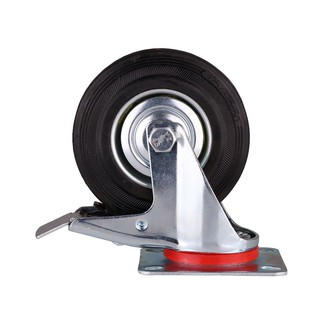 SWIVEL CASTER WHEEL 5" WITH BRAKE FITT 038125 RUBBER BLACK ลูกล้อ RUBBER BLACK FITT แป้นมีเบรค 5 นิ้ว 038125 ลูกล้อ อะไห