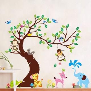 T1h AnimalTree Monkey สติกเกอร์ติดผนังห้องเด็กทารก ลอกออกได้ YL2302