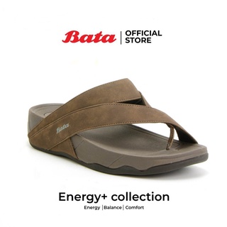 *Best Selling* Bata  Energy+ รองเท้าแตะลำลองแฟชั่นผู้ชาย รุ่น WELL UP สีน้าตาล รหัส 8716641 นุ่มสบาย  size 6-11 CH29