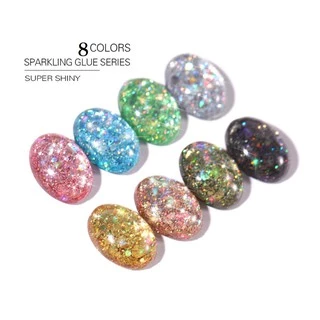 สีกลิตเตอร์ ระยิบระยับสีทาเล็บเจล✨สีกลิตเตอร์ ระยิบระยับ✨ สีเจล สีทาเล็บ มีให้เลือกถึง 8 เฉดสี