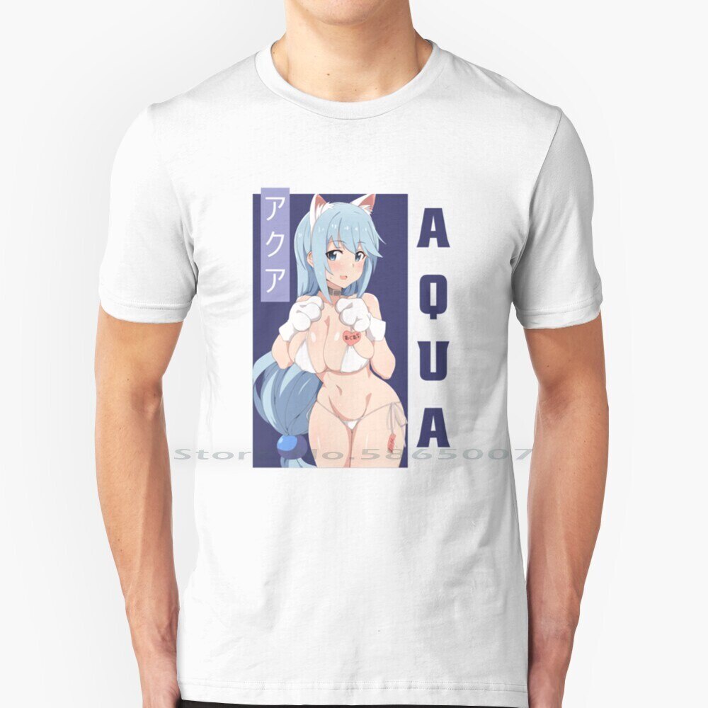 Aqua เซ็กซี่ Neko-Konosuba T เสื้อผ้าฝ้าย 100% Konosuba Megmin Aqua Darkness Kazuma ระเบิดมังงะ Chib