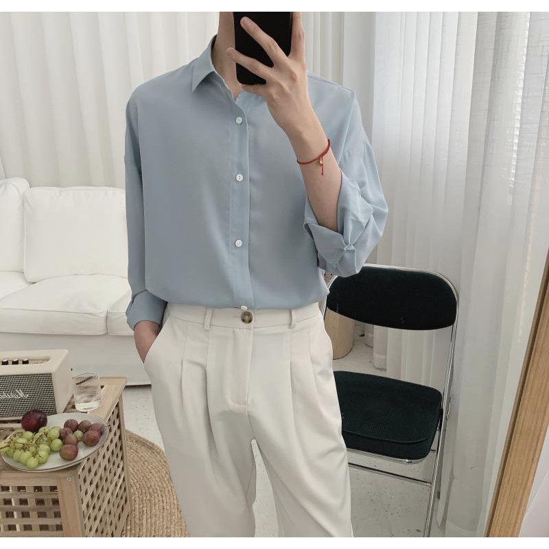 MNO.9 Long Sleeve Shirt C23 เสื้อเชิ้ตแขนยาว สไตล์เกาหลี ลำลองชาย ใส่แล้วดูดี