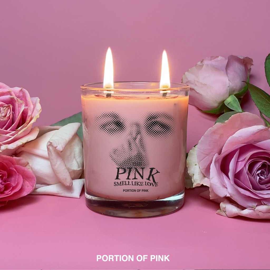 Mr.Simeon  Rose Pink candle by Portion of Pink - เทียนหอมไขถั่วเหลือง organic soywax กลิ่นกุหลาบ สีชมพูอ่อน