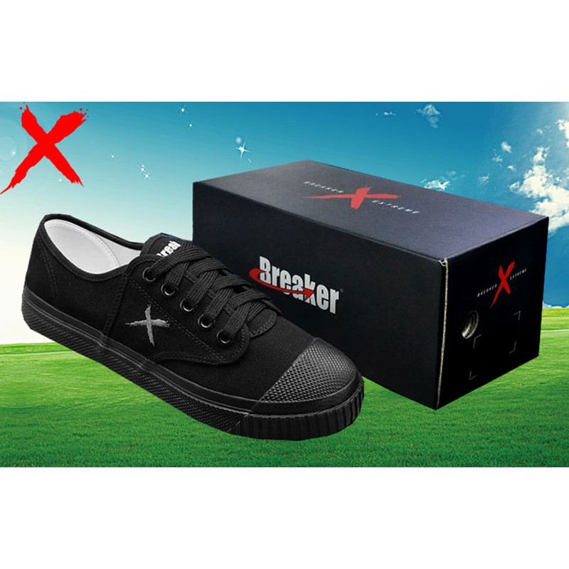 Breaker X รองเท้านักเรียนผ้าใบชาย สีดำ