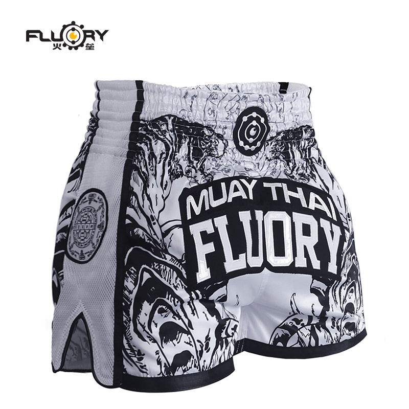 Fluory กางเกงขาสั้นมวยไทยสําหรับเด็ก Sanda ชุดฟรีต่อสู้การฝึกอบรมการแข่งขันกางเกงชกมวยผู้ใหญ่