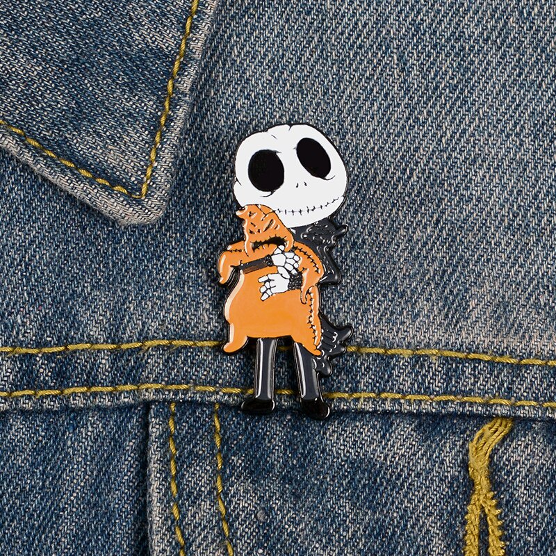 สร้างสรรค์แจ็ค Skellington เข็มกลัด Pin กะโหลกเคลือบตราโกธิคปกพินฮาโลวีนเครื่องประดับของขวัญสําหรับเพื่อน