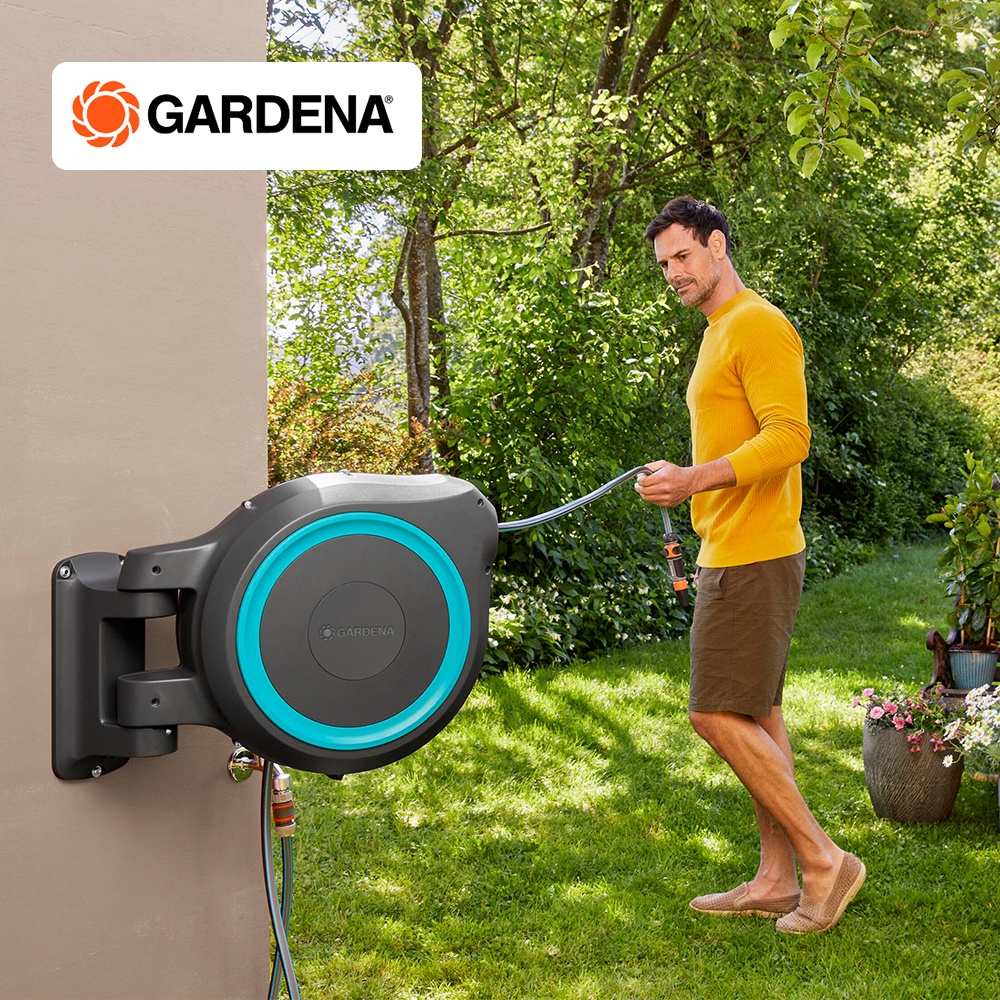 Gardena ที่เก็บสายยางแบบอัตโนมัติติดผนัง 25 ม. (18620-20) (*อ่านหมายเหตุก่อนสั่งซื้อ)