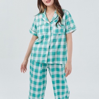 ชุดนอน sliptosleep - Green Grids Pants Set