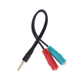 ราคาสายแปลงหูฟังคอม 2 เเจ็คให้ใช้กับสมาร์ทโฟน 3.5mm mic and earphone combiner (Black)
