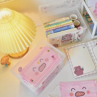 กล่องเก็บหน้ากาก กล่องยา กล่องเก็บเครื่องสําอางแบบใส ขนาดใหญ่ จุของได้เยอะ วางซ้อนกันได้