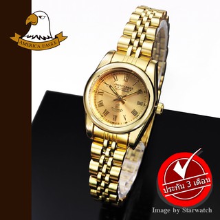AMERICA EAGLE นาฬิกาข้อมือผู้หญิง สายสแตนเลส รุ่น AE015L - Gold/Gold