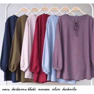 Blouse simple Size M L XL XXL 3XL 4XL Crinkle Airfllow - Ld Jumbo 110 120 130