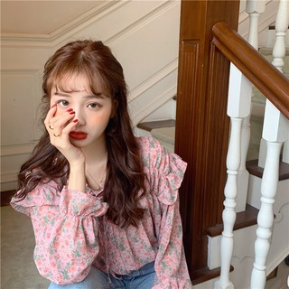 พร้อมส่ง 💋 Pink Flower Shirt เสื้อชีฟองลายดอกไม้ 🌷✨