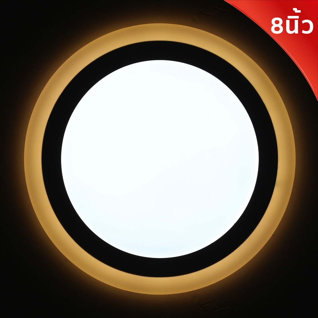 Iwachi/Bewon โคมไฟดาวน์ไลท์ LED 24W 3Step แสงขาว+แสงส้ม (DL+WW) ขนาด 8 นิ้ว 013/068 ทรงกลม สีขาว