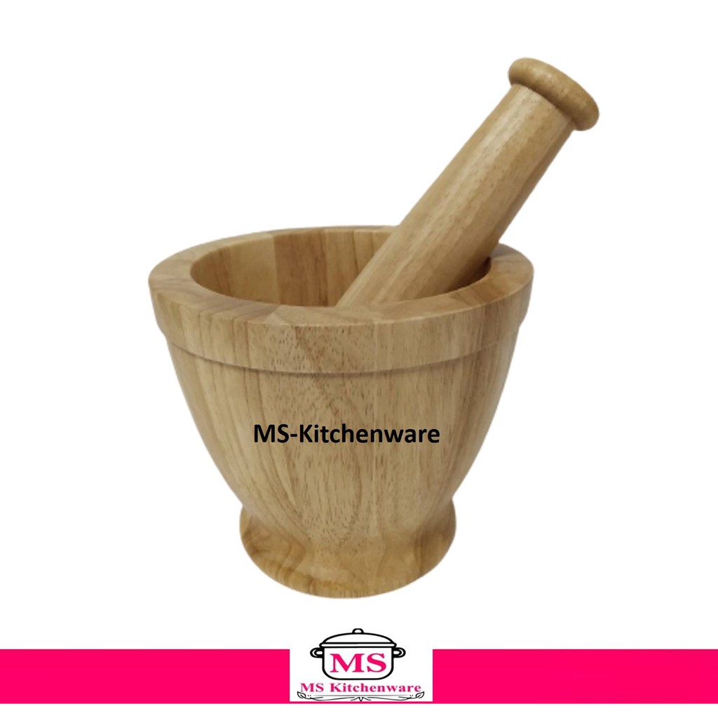 ครกไม้  8  นิ้ว  พร้อม สาก  ไม้จริง / ครก