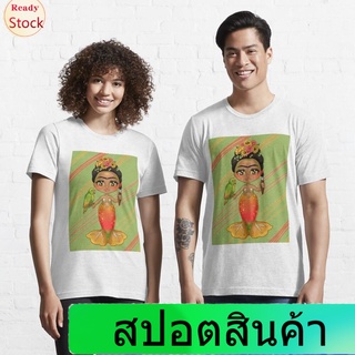 เสื้อยืดผู้ชายและผู้หญิง Frida and her Parrot Essential T-Shirt Popular T-shirts