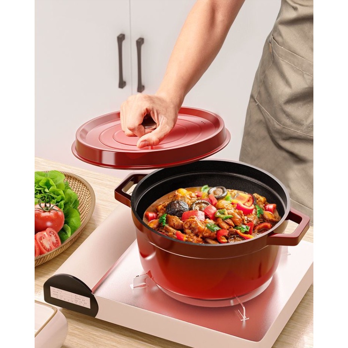 Cast Iron Dutch Oven Cast Iron Skillet, NonStick Bread Baking Pot with