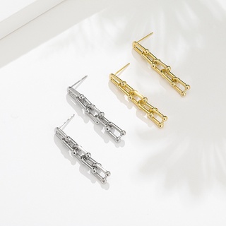 ต่างหูรูปทรงตัวยูต่อกันเป็นชั้นๆงานชุบเกรดดี ไม่ลอกไม่ดำใช้ง…