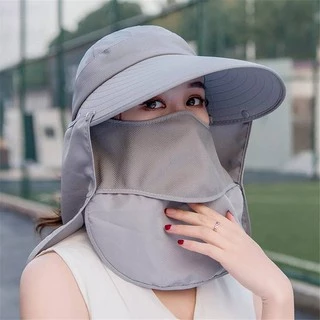 ☆พร้อมส่ง☆ หมวกกันแดดคลุมหน้าผู้ใหญ่ หมวกแคดดี้ผู้หญิง ผ้าโพลีเอสเตอร์กันความร้อน 360 องศา