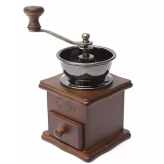 เครื่องบดเมล็ดกาแฟ เครื่องบดกาแฟ Coffee Grinder แบบมือหมุน สแตนเลส (กล่องไม้คลาสสิค) -Coffee