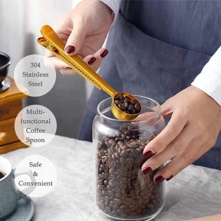 TIMECAFE ช้อนตวงกาแฟ 10g ด้ามจับมีที่หนีบ ช้อนตวงสแตนเลส ช้อนตักกาแฟ ที่หนีบถุง