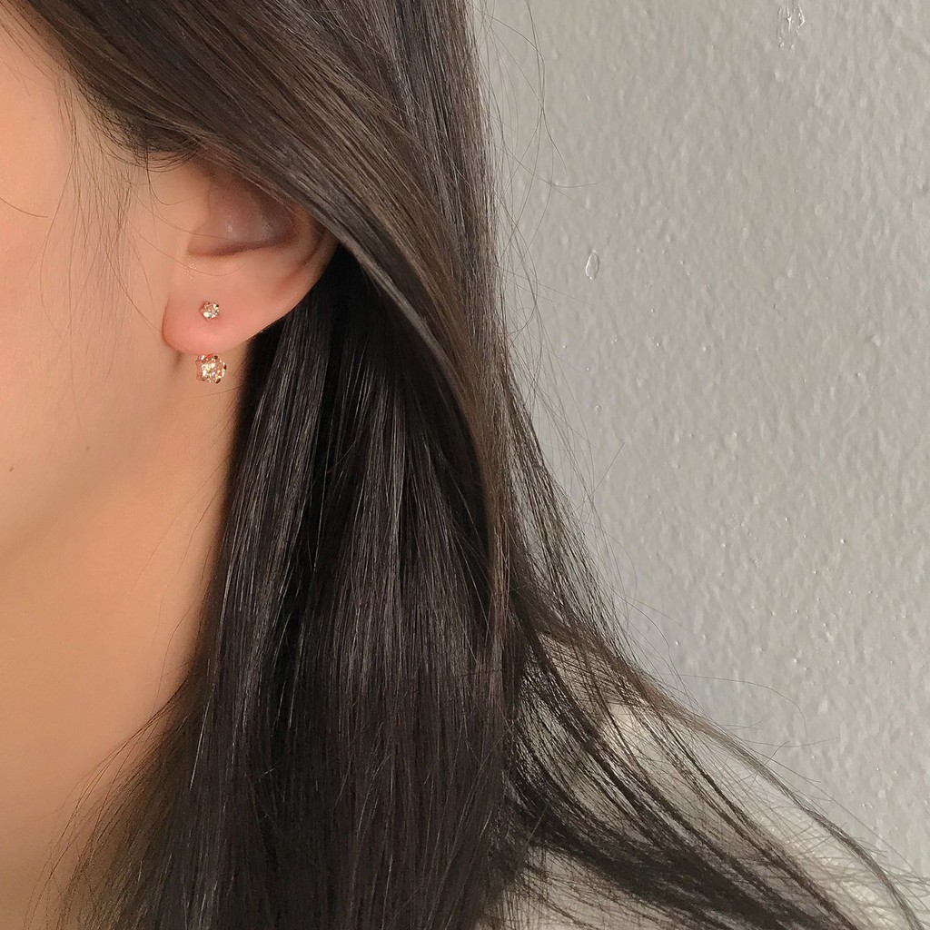 SissyJewelry // ต่างหูเงินแท้ รุ่น single jacket  (rosegold-plated)