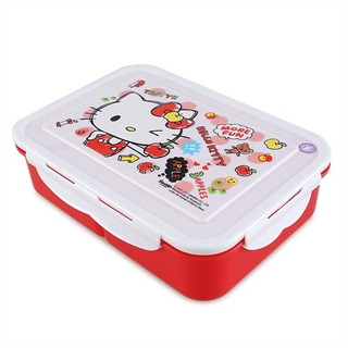 💥โปรสุดพิเศษ!!!💥 กล่องอาหาร 3 ช่อง ลายคิตตี้ ขนาด XL สีแดง Hello Kitty Red 3-Compartment Food Container Size XL