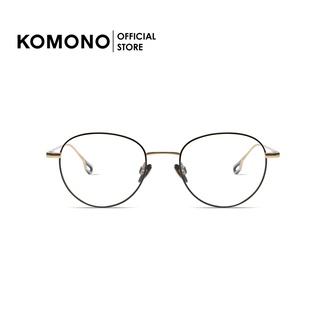 [Titanium] KOMONO Mika Gold Glossy Black  กรอบแว่นไทเทเนี่ยมน้ำหนักเบา ทรงกลม สีทอง