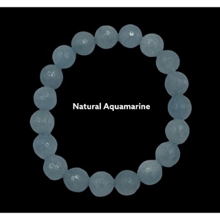 Natural aquamarine faceted 10 MM พลอยสีฟ้าธรรมชาติเหลี่ยมเพชรพลอย 10 MM