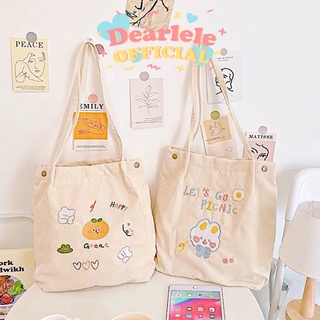 [ ทักแชทสอบถามสต๊อคก่อนกดสั่งซื้อ! ] — * Picnic tote bag 🤍 กระเป๋าผ้าลูกฟูก ด้านหน้ากระเป๋ปักลาย