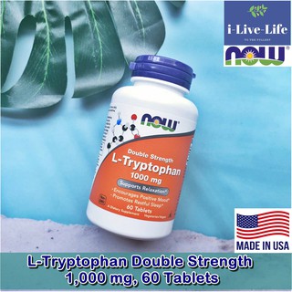 แอล-ทริปโตเฟน L-Tryptophan, Double Strength, 1,000 mg, 60 Tablets - Now Foods