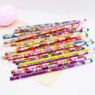 ดินสอไม้ ดินสอหัวยางลบ ดินสอลายการ์ตูน น่ารัก เครื่องเขียน พร้อมส่ง(คละลายคละสี)