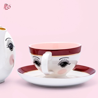 Philos,Miss etoile T-cup &amp; Saucer Open Eyes Ceramic : TC033 | ชุดถ้วยน้ำชาพร้อมจานรองเซรามิคสำหรับใส่น้ำชาและเครื่องดื่ม