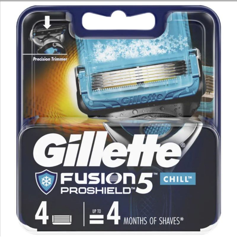 GILLETTE FUSION ใบมีดโกน 4 รุ่น PROGLIDE PROSHIELD PROSHIELD CHILL 4 ชิ้น