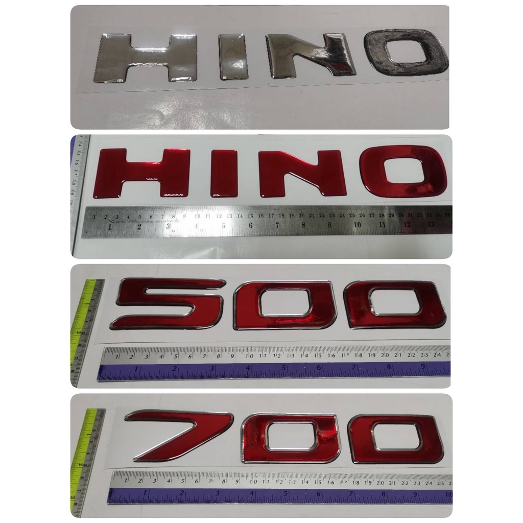 สติ๊กเกอร์แบบดั้งเดิม เทเรซิ่นนูน อย่างดี สำหรับติด รถสิบล้อ HINO คำว่า HINO , 500 , 700 sticker แต่งรถ ติดรถ ฮีโน่ สวย