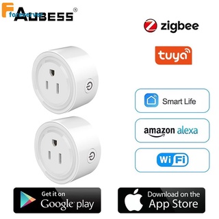 Aubess Tuya Zigbee ซ็อกเก็ตปลั๊กอัจฉริยะ 10A ซ็อกเก็ตอัจฉริยะ Us Smart Plug Us Smart Tuya Smart Home Smart Life App Control Google Home Alexa Fore