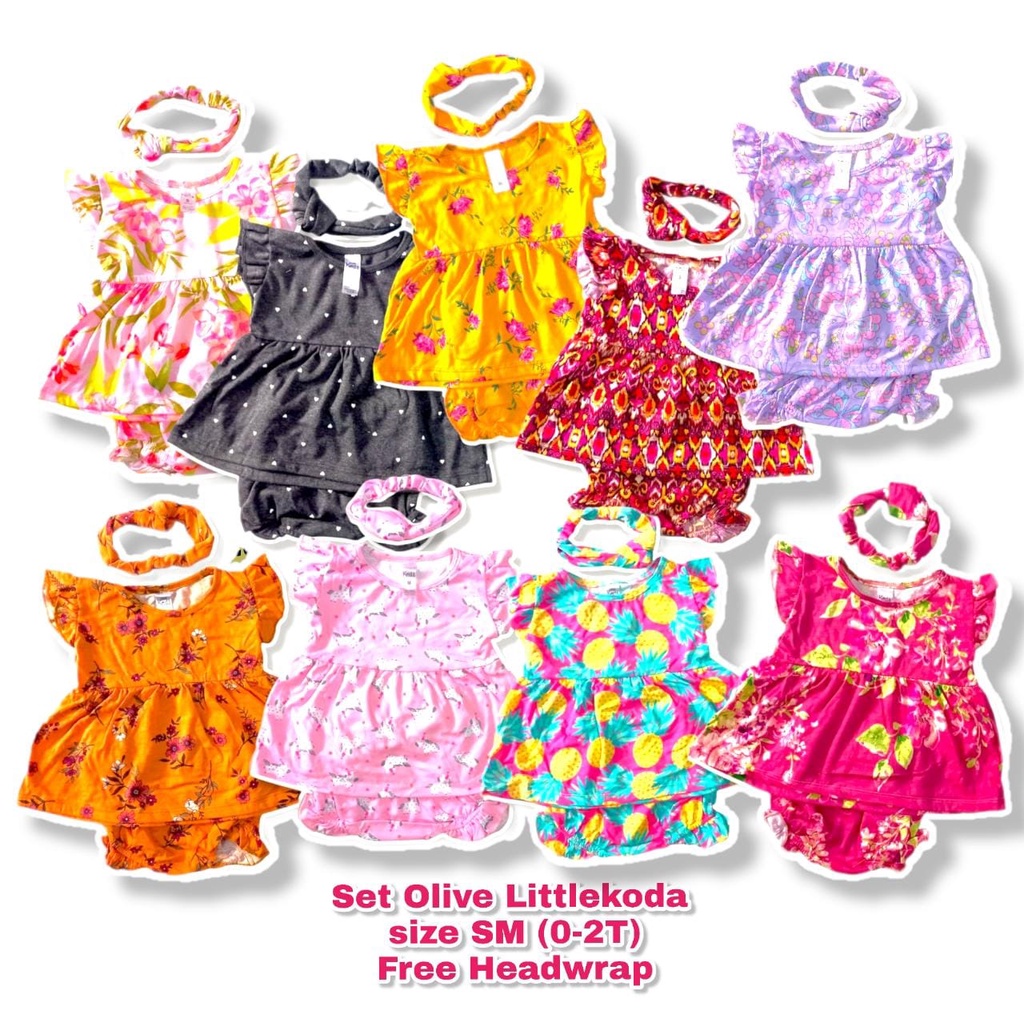 ชุดสูทเด็กผู้หญิง 0-2T (Olive FREE HEADWRAP Set) By K*one