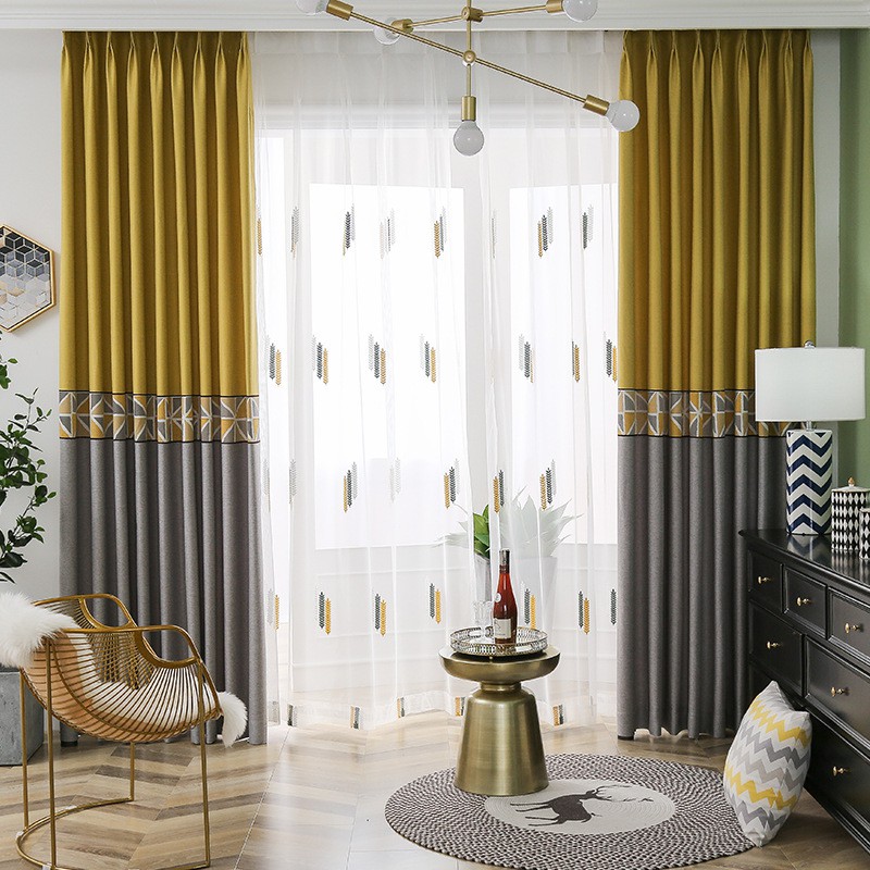 ผ้าม่านห้องนอนโพลีเอสเตอร์ สำเร็จรูปโมเดิร์นแสงหรูหรานอร์ดิกห้องนั่งเล่นม่านบังแดดผ้าม่าน 2021ใหม่