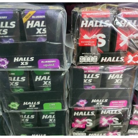 ฮอลล์ เอ็กซ์เอส (Halls XS) sugar free เอ๊กเอส ลูกอม บรรจุ 25เม็ดต่กล่อง แพ็คละ12กล่อ'