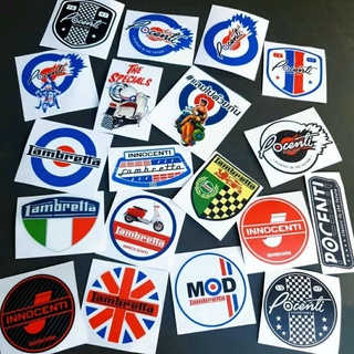 Sticker Lambretta​ สติกเกอร์ Uv กันน้ำ เคลือบด้าน อย่างดี ลายสวยคม​ : Pocenti Scooter