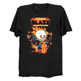 Tshirtคอลูกเรือcrew neckเสื้อยืด พิมพ์ลาย Johnny Blaze Ghost Rider Casper น่ารัก สไตล์พังก์ สําหรับครบรอบ-4XL