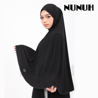 NUNUH HIJAB-TLK ผ้าคลุมฮีญาบแบบสำเร็จคลาสสิคสีดำ ทรงตาลากง