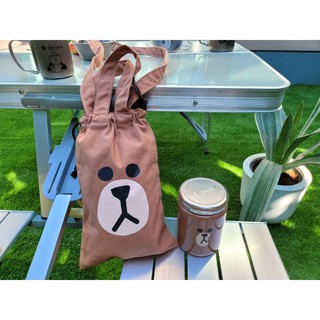 🧉กระเป๋าถุงผ้าหูรูด Ba Brown bag 🧸สะพาย ถือ หรือคล้องแขนได้เลย