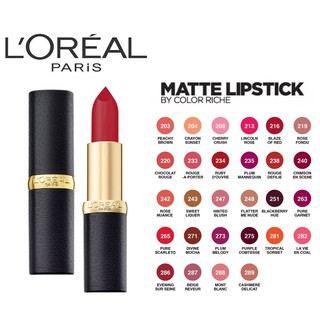 ลอรีอัล คัลเลอร์ ริช ลิปสติก เนื้อแมท, LOREAL PARIS COLOR RICHE MATTE LIPSTICK 3.7g