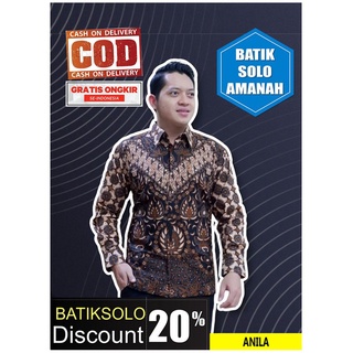 Anila BATIK INDONESIA BATIK SOLO BATIK เสื้อเชิ้ตแขนยาว ผ้าฝ้าย แบบนิ่ม ลายใบไม้ สีฟ้า สไตล์โมเดิร์น สําหรับผู้หญิง