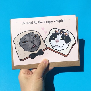 การ์ดอวยพร น่ารัก พร้อมซอง แสดงความยินดี วันแต่งงาน ครบรอบ ลายแมว Toast to the Happy Couple Chonky Goods wedding card