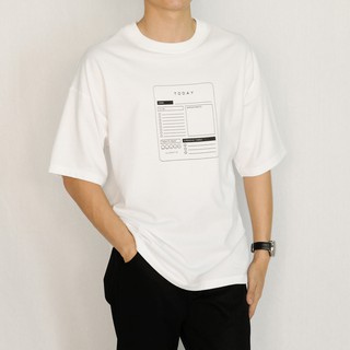 เสื้อยืดคอกลมเสื้อยืดโอเวอร์ไซส์ GURETO : Whats your today plan (White)S-3XL